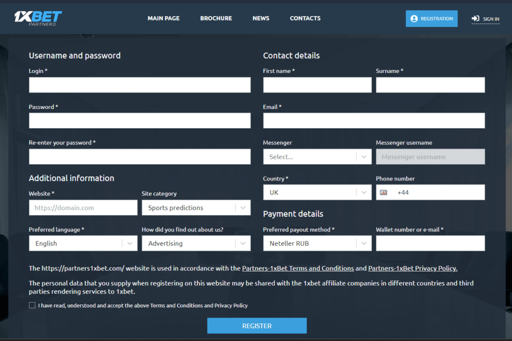 1xbet affiliate form